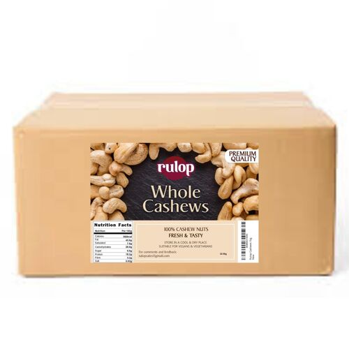 Whole Cashews - Raw Whole Cashews - 22.5kg - Vegan Bulk Nuts