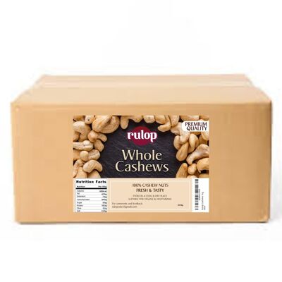Ganze Cashewnüsse – Rohe ganze Cashewnüsse – 22.5kg - Vegane Nüsse in Großpackung