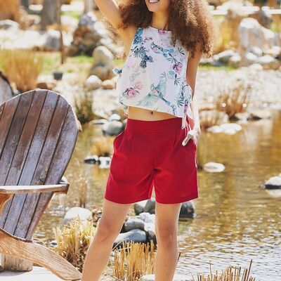 Damen Bohemian Sommer Shorts Rot