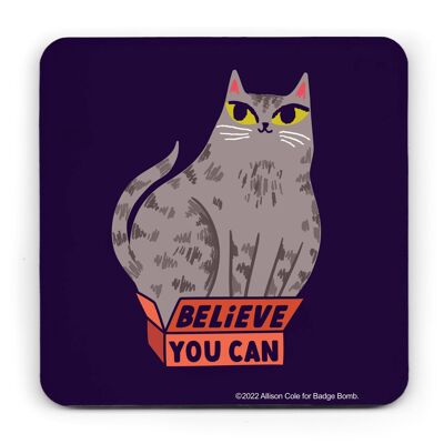 Allison Cole Illustration - Untersetzer mit Katzenmotiv „Glaube, du kannst“