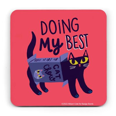 Allison Cole Illustration - Untersetzer mit Katzenmotiv „Doing My Best“