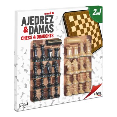 Ajedrez y Damas - Tablero de Madera - Juegos Clásicos