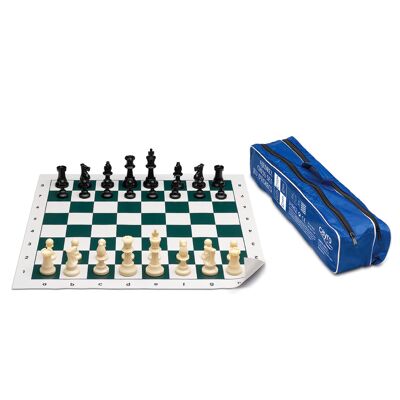 Schach - Holzfiguren und Tasche - Klappbrett