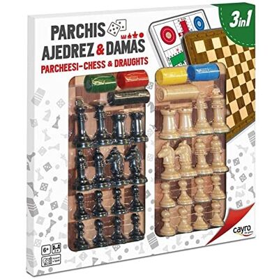 Parcheesi, Scacchi e Dama - 3 in 1 - Con Accessori e Pezzi