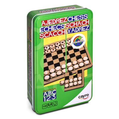 Schach – Metallbox – inklusive Figuren – 2 Spieler