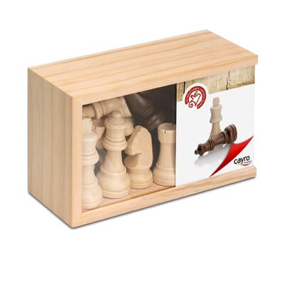Fichas de Ajedrez y Caja de Madera- 16 Piezas