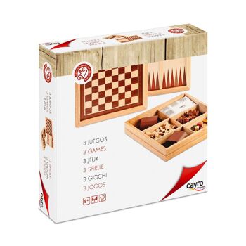 Échecs, Dames et Backgammon - + 7 Ans - Plateau Réversible 8