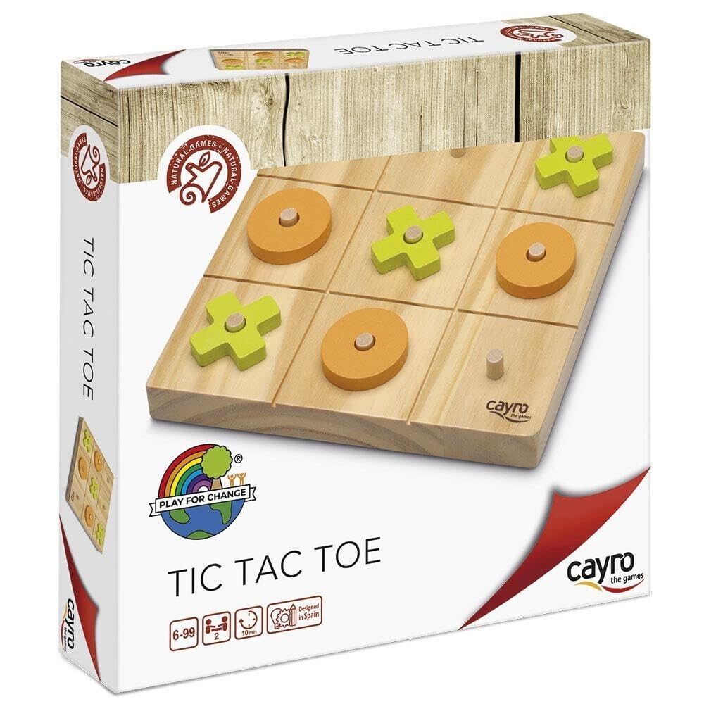 Tic TAC Toe+ 6 AñosModelo de MaderaJuego de Mesa3 en Raya DecorativoFichas Verdes y Naranjas