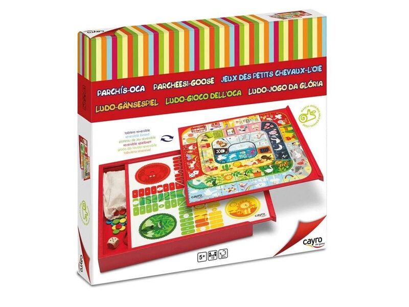 Cayro Juego De Mesa Parchís Y Oca Clásico, Tablero De 40x40 Cm, Incluye Dados Y Fichas, Para Toda La Familia, A Partir De 6 Años