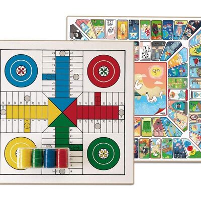 Parcheesi and Goose - Wooden Board - Family Board Game
