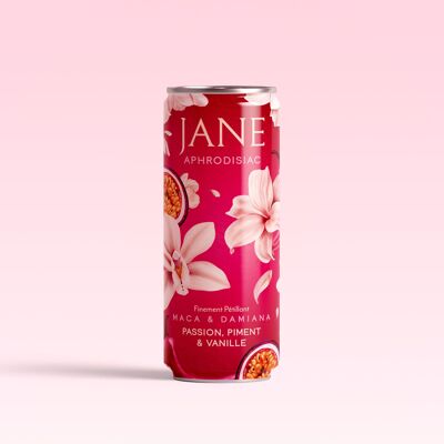 BOISSON APHRODISIAQUE - sans alcool - Pétillant - Goût : PASSION, PIMENT, VANILLE / MACA & DAMIANA - JANE 25cl