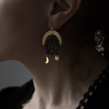 boucles d'oreilles - puce oreille - gothique pentagramme 4