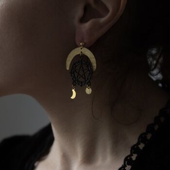 boucles d'oreilles - puce oreille - gothique pentagramme 7