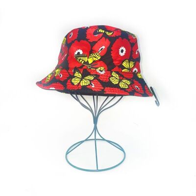 Reversible poppy print bucket hat