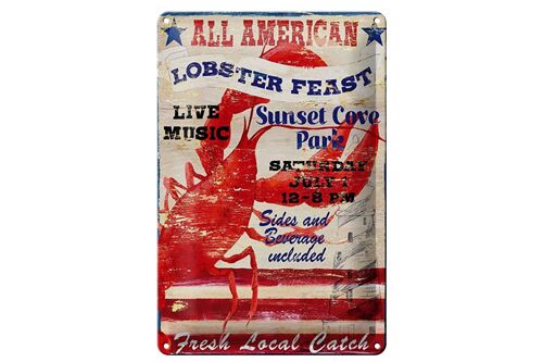 Blechschild Spruch 20x30cm all american lobster feast music