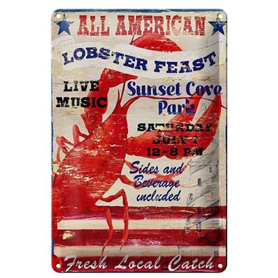 Targa in metallo con scritta "All American Lobster Feast Music" 20x30 cm