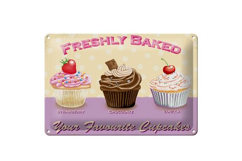 Blechschild Spruch 30x20cm baked your favourite cupcakes