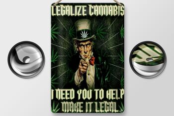 Panneau en étain disant 20x30cm légalisez le cannabis, besoin de votre aide 2