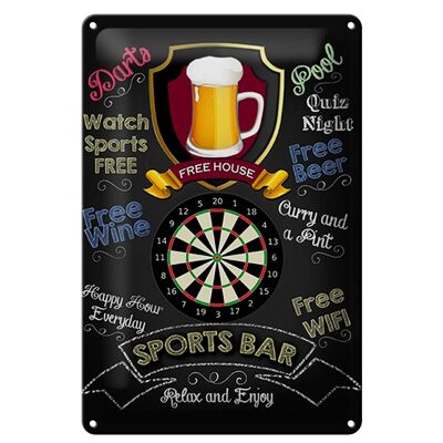 Blechschild Spruch 20x30cm sports bar Darts relax and enjoy