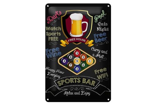 Blechschild Spruch 20x30cm sports bar Beer Billard Dekoration