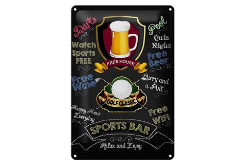 Blechschild Spruch 20x30cm sports bar Golf relax and enjoy