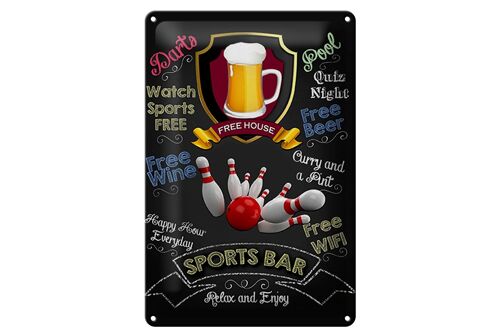 Blechschild Spruch 20x30cm sports bar Beer bowling Dekoration