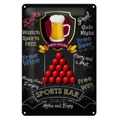 Targa in metallo con scritta "Bar sportivo" 20x30 cm WIFI gratuito Birra gratuita