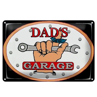 Targa in metallo con scritta "Garage di papà" 30x20 cm "Officina di papà".