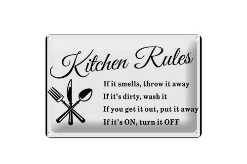 Blechschild Spruch 30x20cm Kitchen Rules Küche Regeln