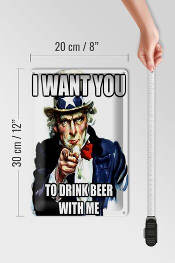 Plaque en étain disant 20x30cm je veux que tu boives de la bière avec moi 4