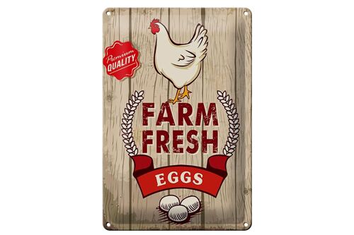 Blechschild Spruch 20x30cm Huhn farm fresh eggs premium