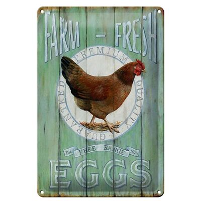 Letrero de chapa que dice 20x30cm Chicken Farm huevos frescos de corral