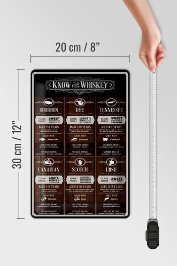 Plaque en tôle 20x30cm Connaissez votre Whisky Bourbon Rye 4