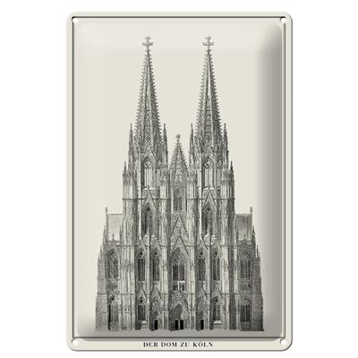 Plaque en tôle dessin 20x30cm Cathédrale de Cologne Cathédrale de Cologne