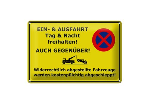 Blechschild Parken 30x20cm Ein- Ausfahrt Tag Nacht frei