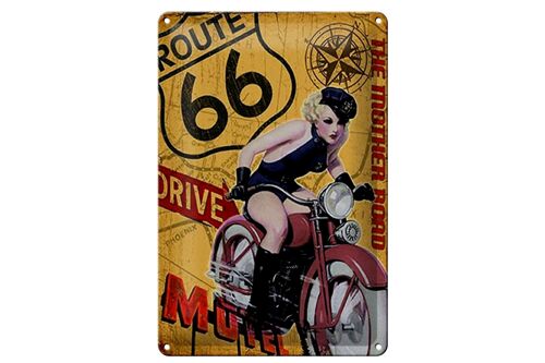 Blechschild Pin Up 20x30cm Route 66 the mother road Motel
