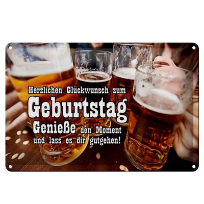 Blechschild Spruch 30x20cm Glückwunsch zum Geburtstag Bier