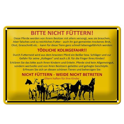 Metal sign animals 30x20cm please do not feed horses pasture