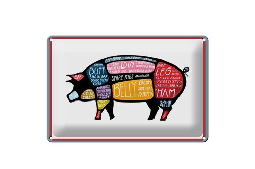 Blechschild Metzger 30x20cm Shwein cuts Pork Fleisch