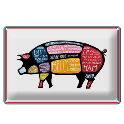 Cartel de chapa carnicero 30x20cm Shwein corta carne de cerdo