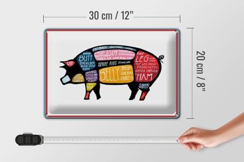 Plaque en tôle boucher 30x20cm Shwein coupe la viande de porc 4