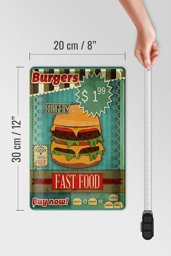 Plaque en tôle alimentaire 20x30cm fast food Burgers acheter maintenant wifi 4