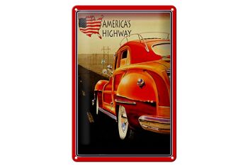 Plaque en tôle voiture 20x30cm voiture vintage America's Highway USA 1