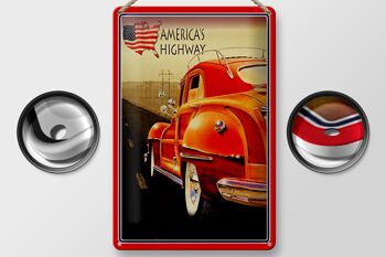 Plaque en tôle voiture 20x30cm voiture vintage America's Highway USA 2