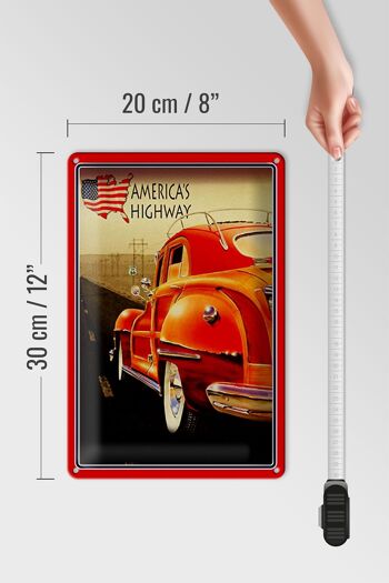 Plaque en tôle voiture 20x30cm voiture vintage America's Highway USA 4