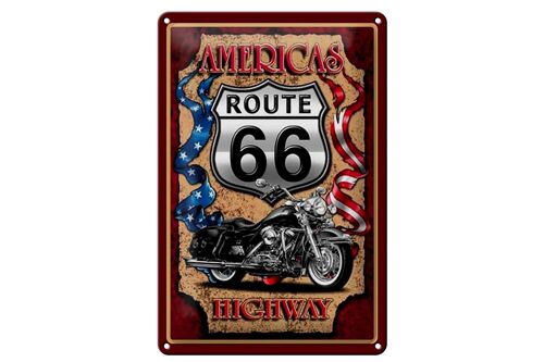 Blechschild Motorrad 20x30cm Americas Route 66 highway