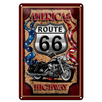 Metal sign motorcycle 20x30cm Americas Route 66 highway