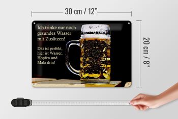 Panneau en étain disant 30x20cm, ne buvez que de la bière à l'eau saine 4