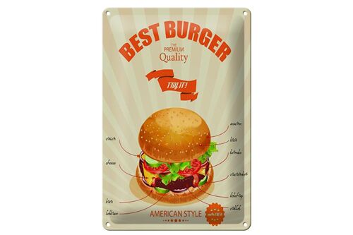 Blechschild Essen 20x30cm Best Burger american style