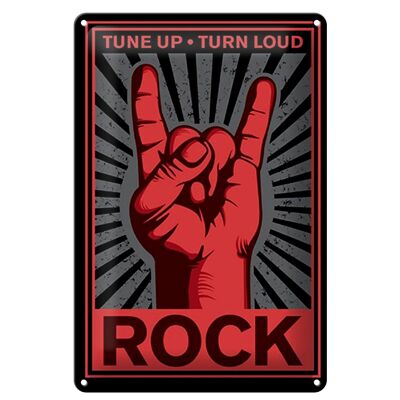 Metal sign Rock 20x30cm tune up runn loud